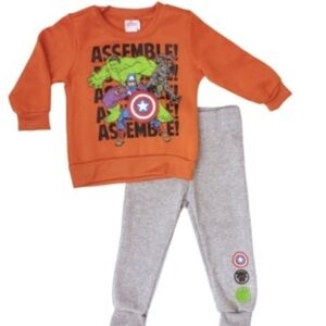 Orange Avengers Sweatshirt and Gray Pants Set